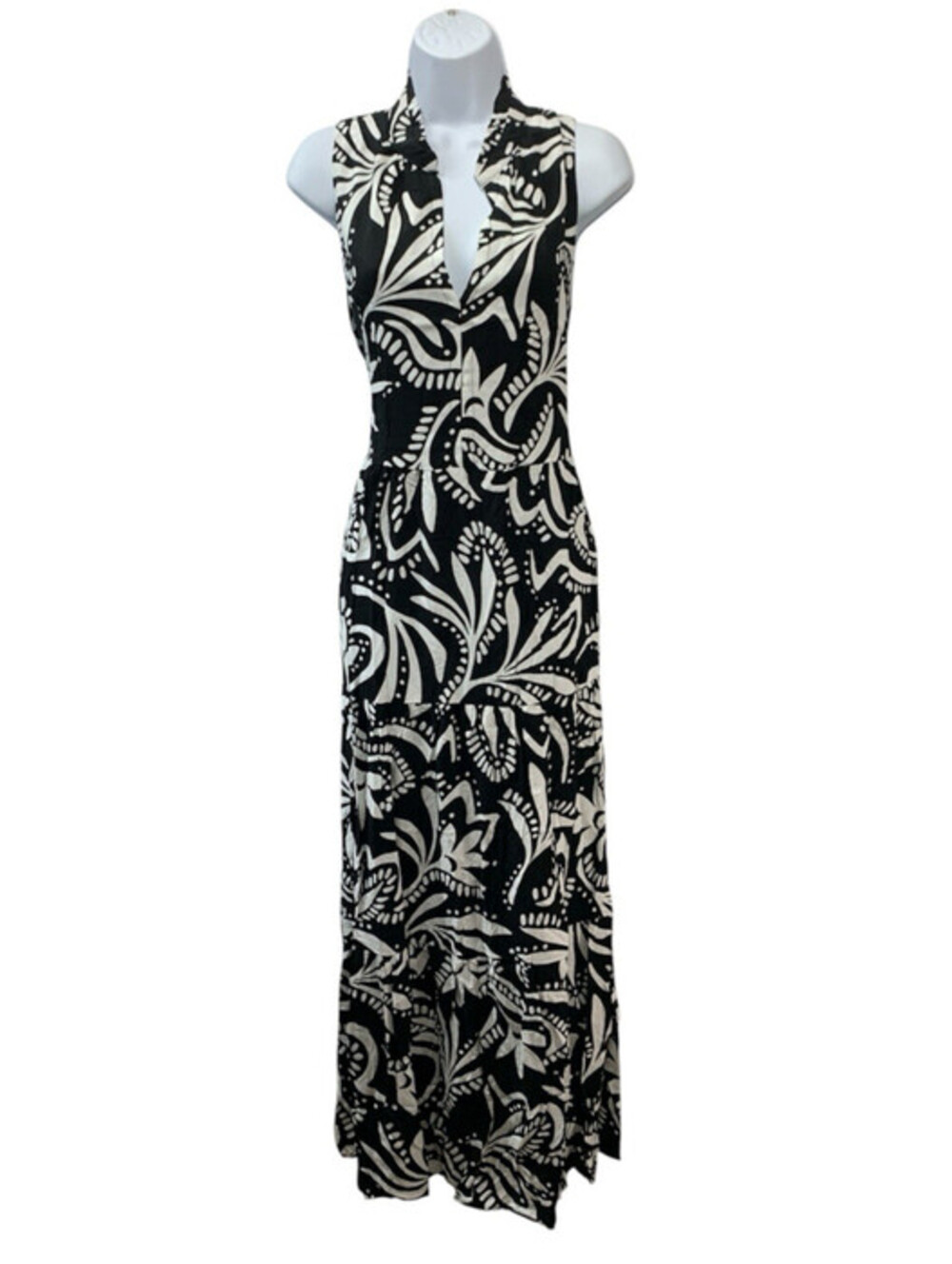 Vince Camuto Women's Sleeveless V-Neck Tiered Maxi Dress Rich Black Casual Large